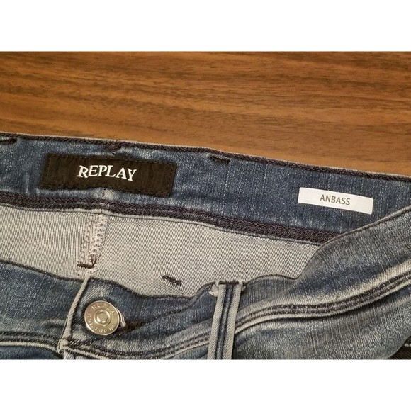 Replay Anbass Jeans Men's 31x34 Medium Blue Wash Stretch Faded Denim (32×34.5) - Picture 5 of 6